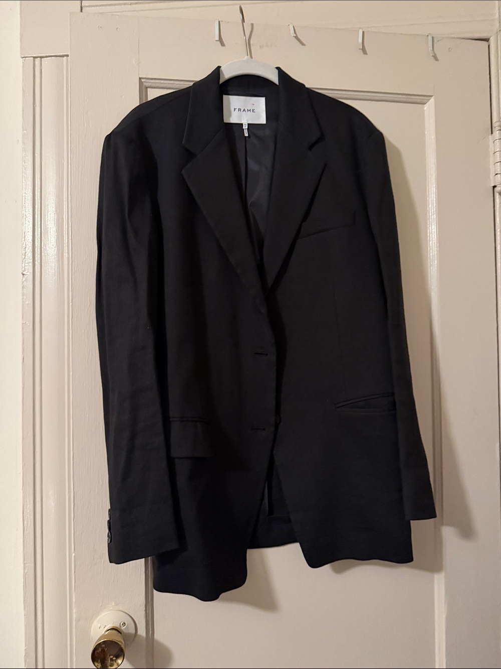 FRAME Black Blazer with Logo Tag